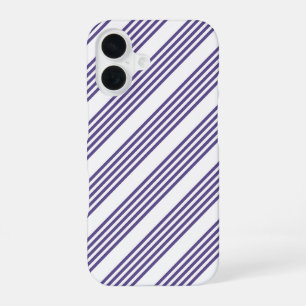 Funda Para iPhone 16 Patrón de cinco franjas en violeta ultra y blanco