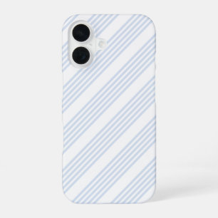 Funda Para iPhone 16 Patrón de cinco rayas azul claro y blanco