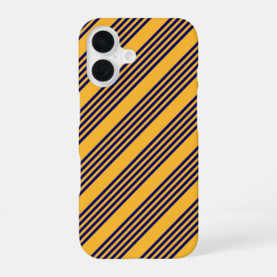 Funda Para iPhone 16 Patrón de cinco rayas azul marino y amarillo solea