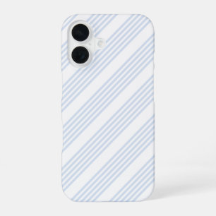 Funda Para iPhone 16 Patrón de cinco rayas azul pálido y blanco