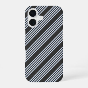 Funda Para iPhone 16 Patrón de cinco rayas azul pálido y carbón