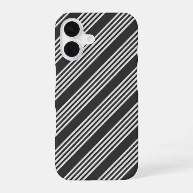 Funda Para iPhone 16 Patrón de cinco rayas de gris claro y carbón veget (Reverso )