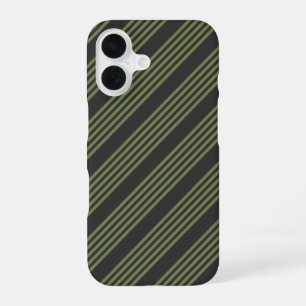 Funda Para iPhone 16 Patrón de cinco rayas de oliva verde y carbón vege