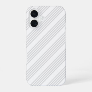 Funda Para iPhone 16 Patrón de cinco rayas gris claro y blanco