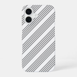 Funda Para iPhone 16 Patrón de cinco rayas gris y blanco
