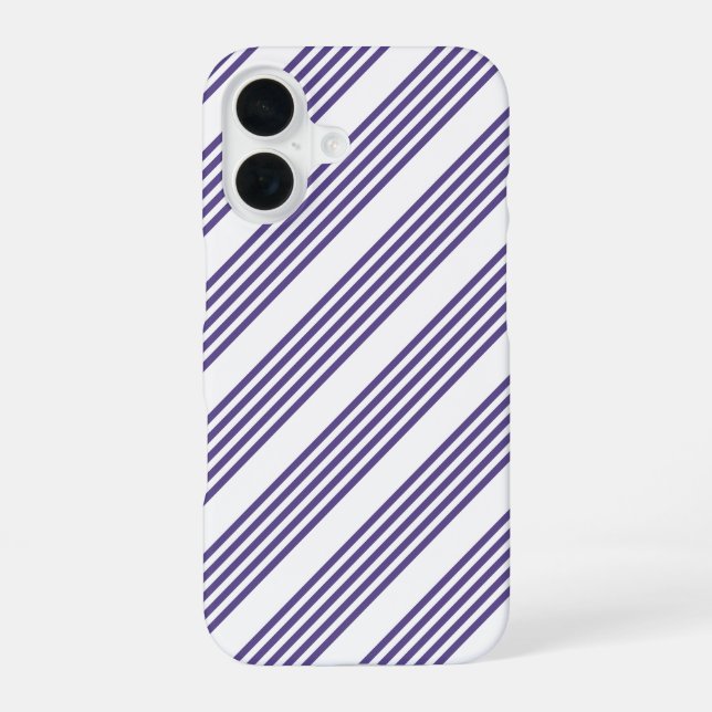 Funda Para iPhone 16 Patrón de cinco rayas ultravioleta y blanca (Reverso )