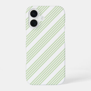 Funda Para iPhone 16 Patrón de cinco rayas verde pálido y blanco