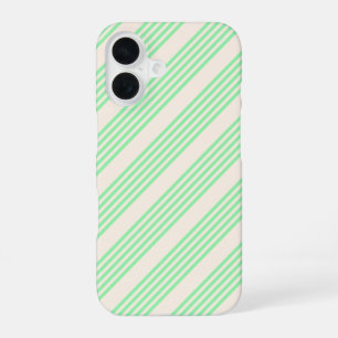 Funda Para iPhone 16 Patrón de cinco rayas verde y beige
