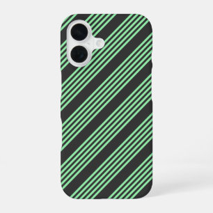 Funda Para iPhone 16 Patrón de cinco rayas verde y carbón