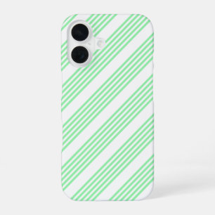 Funda Para iPhone 16 Patrón de cinco rayas verdes y blancas