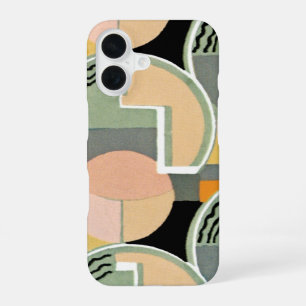 Funda Para iPhone 16 Patrón de círculos turquesa vintage de jazz retro 