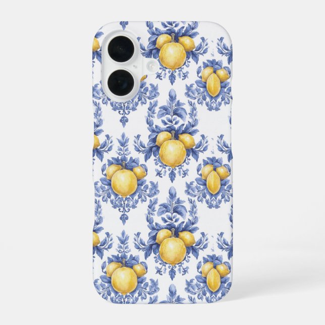 Funda Para iPhone 16 Patrón de cítrico mediterráneo de limón  (Reverso )