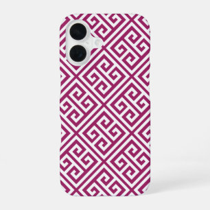 Funda Para iPhone 16 Patrón de clave griega morada de Berry