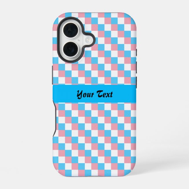 Funda Para iPhone 16 Patrón de color transgénero comprobado (Reverso )