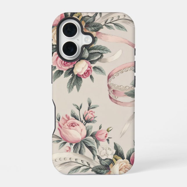 Funda Para iPhone 16 Patrón de Coquette Floral (Reverso )