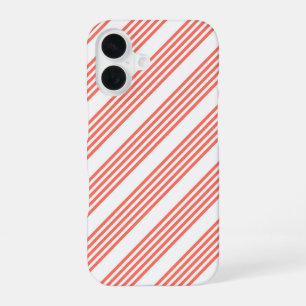 Funda Para iPhone 16 Patrón de coral vivo y cinco rayas blancas