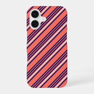 Funda Para iPhone 16 Patrón de corales, azul marino y blanco de cinco r