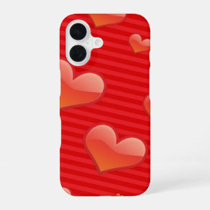 Funda Para iPhone 16 Patrón de Corazones, Corazones Rojos, Amor