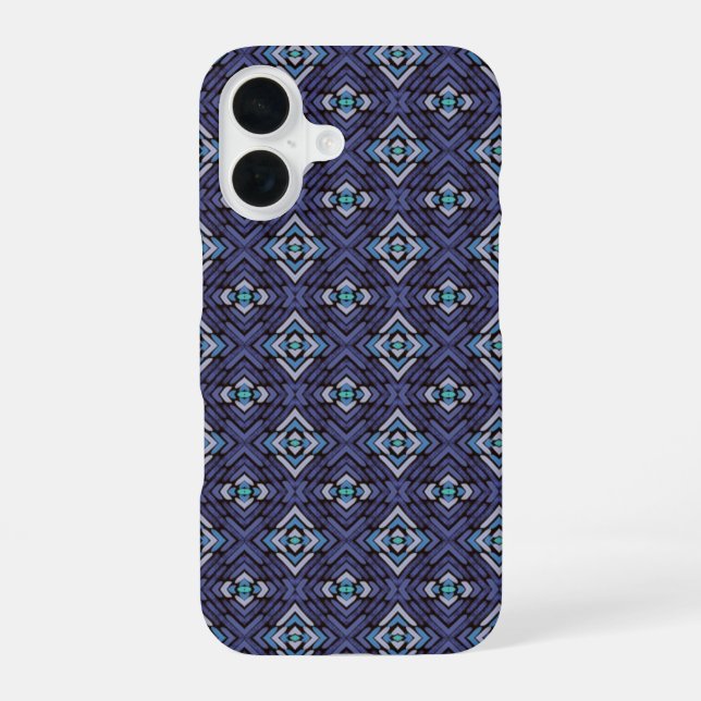Funda Para iPhone 16 Patrón de diamante abstracto gris azul (Reverso )