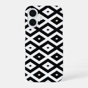 Funda Para iPhone 16 Patrón de diamantes en blanco y negro