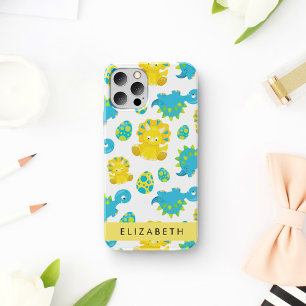 Funda Para iPhone 16 Patrón De Dinosaurios, Dinosaurios Lindos, Tu Nomb