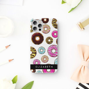 Funda Para iPhone 16 Patrón de donas, Donas Coloridas, Tu Nombre