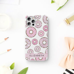 Funda Para iPhone 16 Patrón de Donas, Donas Rosadas, Glaseado, Tu Nombr