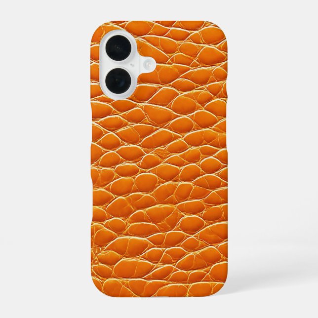 Funda Para iPhone 16 Patrón de efecto de cuero naranja (Reverso )