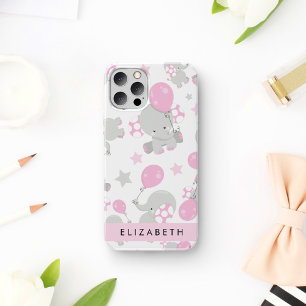 Funda Para iPhone 16 Patrón De Elefantes, Elefantes Lindos, Tu Nombre