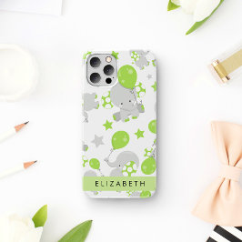 Funda Para iPhone 16 Patrón De Elefantes, Elefantes Lindos, Tu Nombre