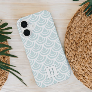 Funda Para iPhone 16 Patrón de escama de pez Aqua Light Monograma
