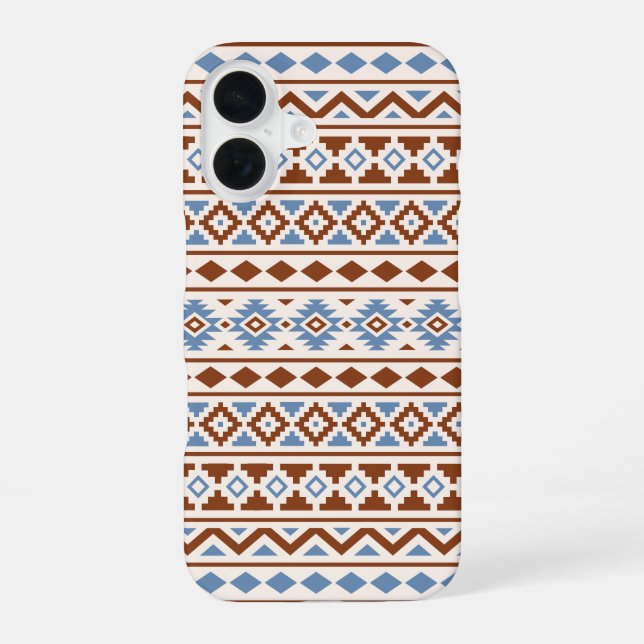 Funda Para iPhone 16 Patrón de esencia azteca II Crema azul oxidado (Reverso )