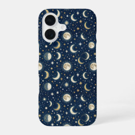 Funda Para iPhone 16 Patrón de estrellas y luna
