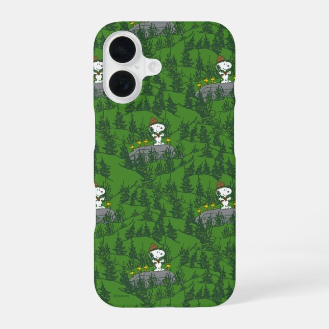 Funda Para iPhone 16 Patrón de excursión de explorador Beagle Snoopy (Reverso )