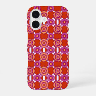 Funda Para iPhone 16 Patrón de flor de espejo de naranja/orgullo léstic