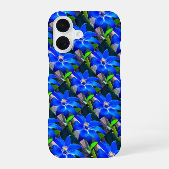 Funda Para iPhone 16 Patrón de flores azul profundo (Reverso )