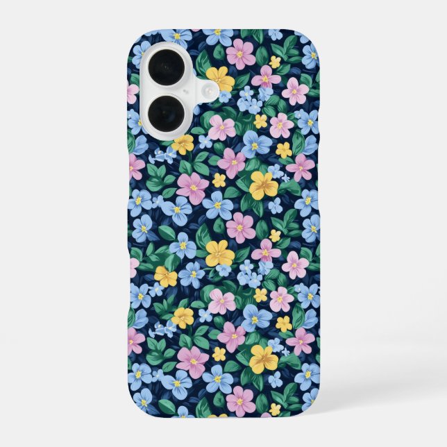 Funda Para iPhone 16 Patrón de flores de primavera (Reverso )