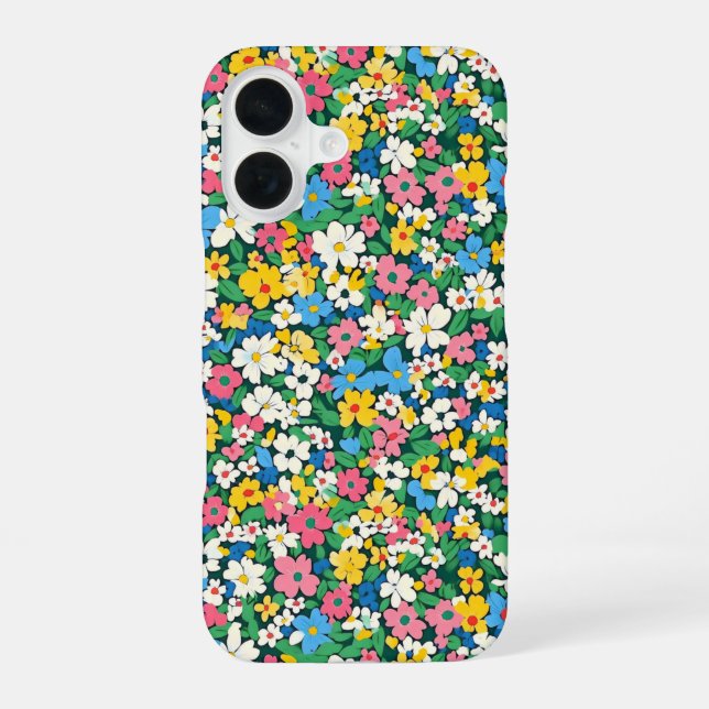 Funda Para iPhone 16 Patrón de flores de primavera pequeñas (Reverso )