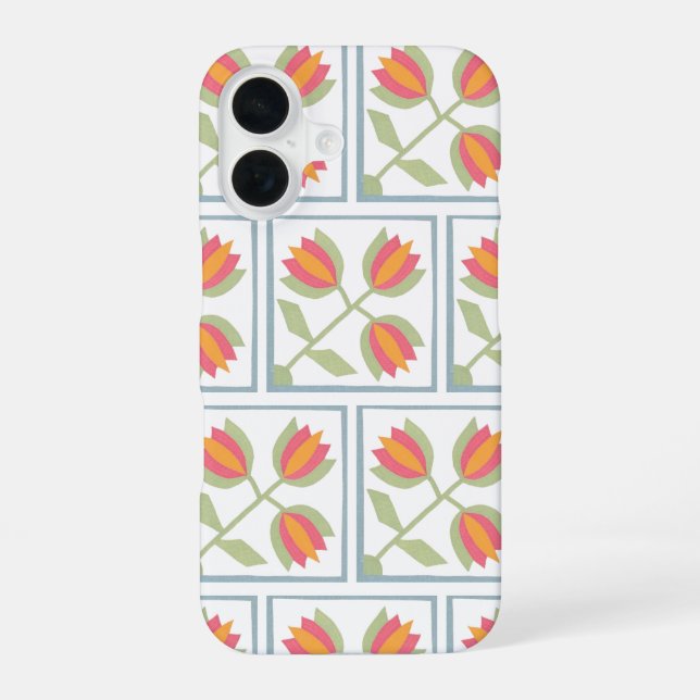 Funda Para iPhone 16 Patrón de flores decorativas modernas (Reverso )