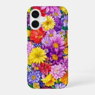 Funda Para iPhone 16 Patrón de flores del Jardín Verde Rojo Amarillo