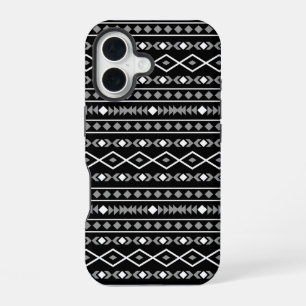 Funda Para iPhone 16 Patrón de Formas Aztecas Blanco Gris Negro