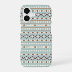Funda Para iPhone 16 Patrón de Formas Aztecas Óxidos Crema Azul Teal