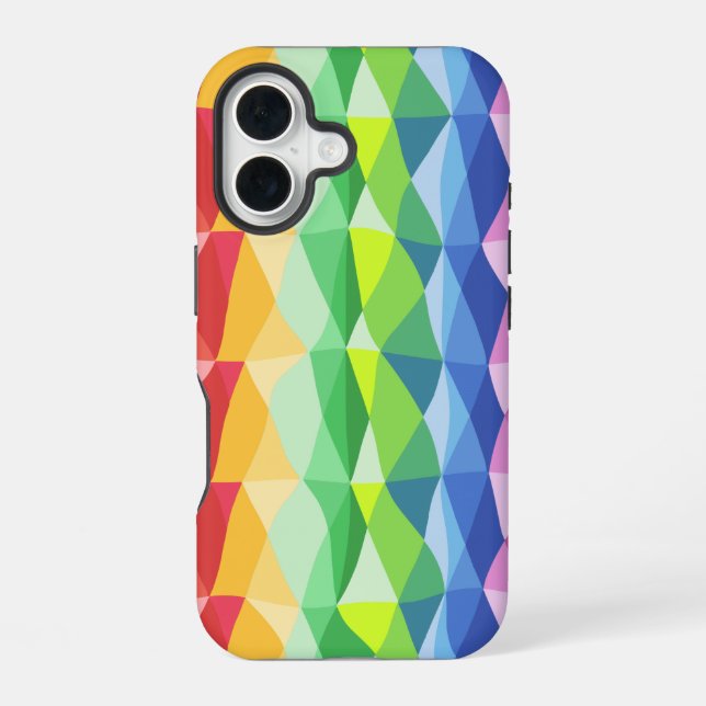 Funda Para iPhone 16 Patrón de formas de prisma de arcoíris geométrico  (Reverso )