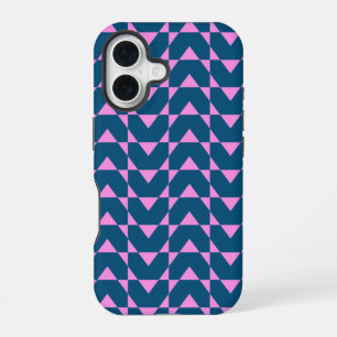 Funda Para iPhone 16 Patrón de Formas Geométricas Modernas en Azul y Ro