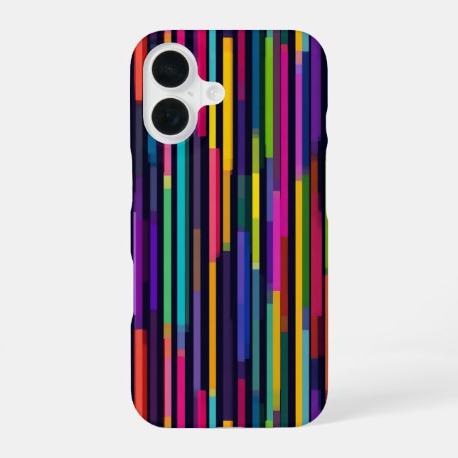 Funda Para iPhone 16 Patrón de franja vertical de neón (Reverso )