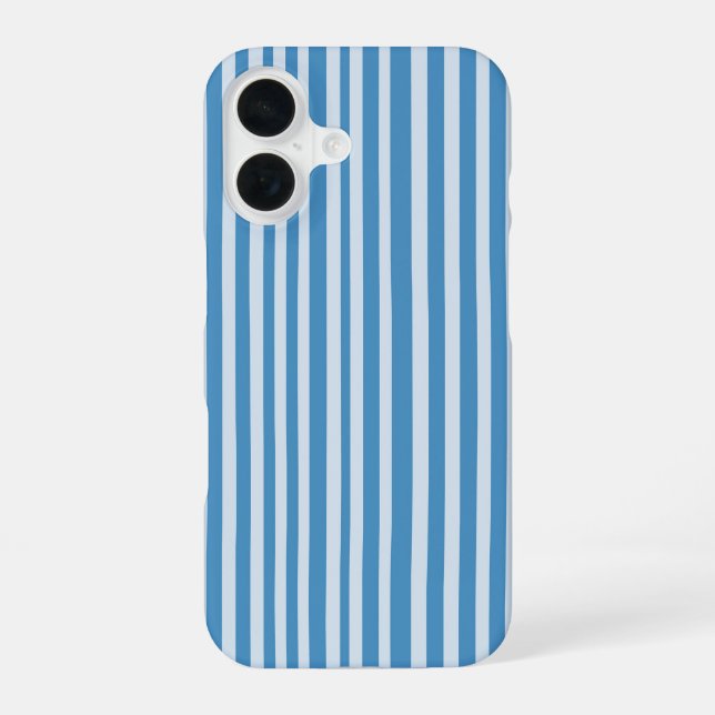 Funda Para iPhone 16 Patrón de franjas de cosecha azul (Reverso )