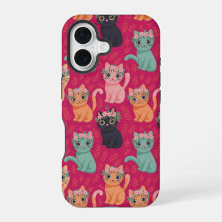 Funda Para iPhone 16 Patrón de gatitos pastel adorables