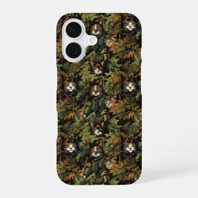 Funda Para iPhone 16 Patrón de Gato del Bosque (Reverso )