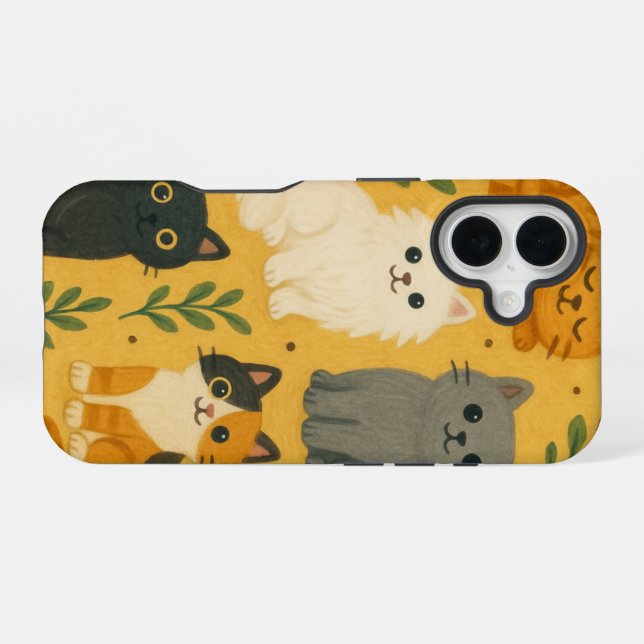 Funda Para iPhone 16 Patrón de gatos | Diseño de impresión horizontal d (Reverso Horizontal)