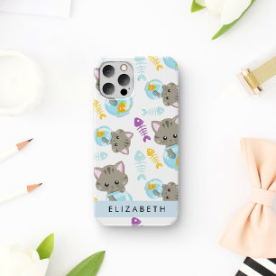 Funda Para iPhone 16 Patrón de gatos, gatos lindos, gatitos, tu nombre